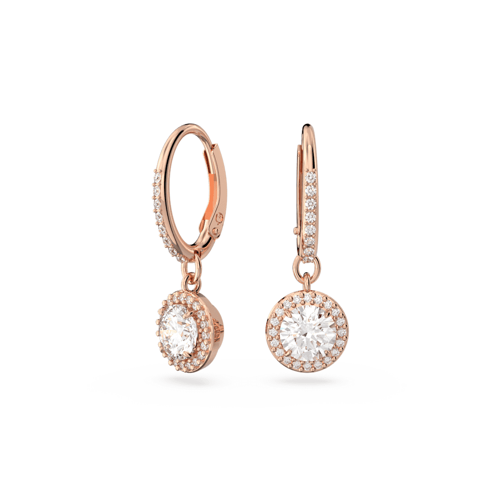 CONSTELLA ROSE GOLD HOOP EARRINGS WITH CLEAR CRYSTAL DROP