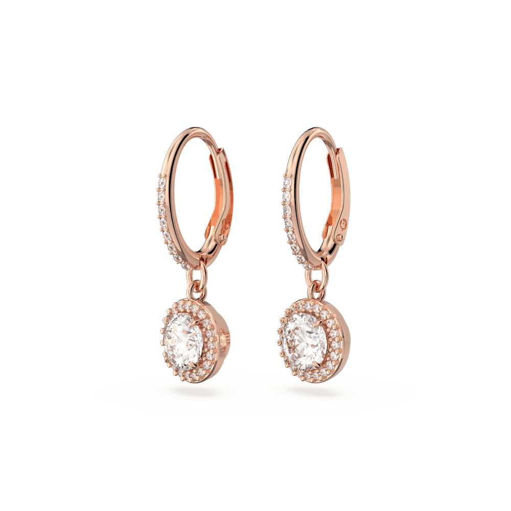 CONSTELLA ROSE GOLD HOOP EARRINGS WITH CLEAR CRYSTAL DROP