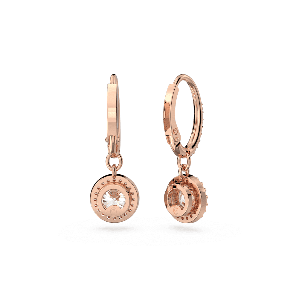 CONSTELLA ROSE GOLD HOOP EARRINGS WITH CLEAR CRYSTAL DROP