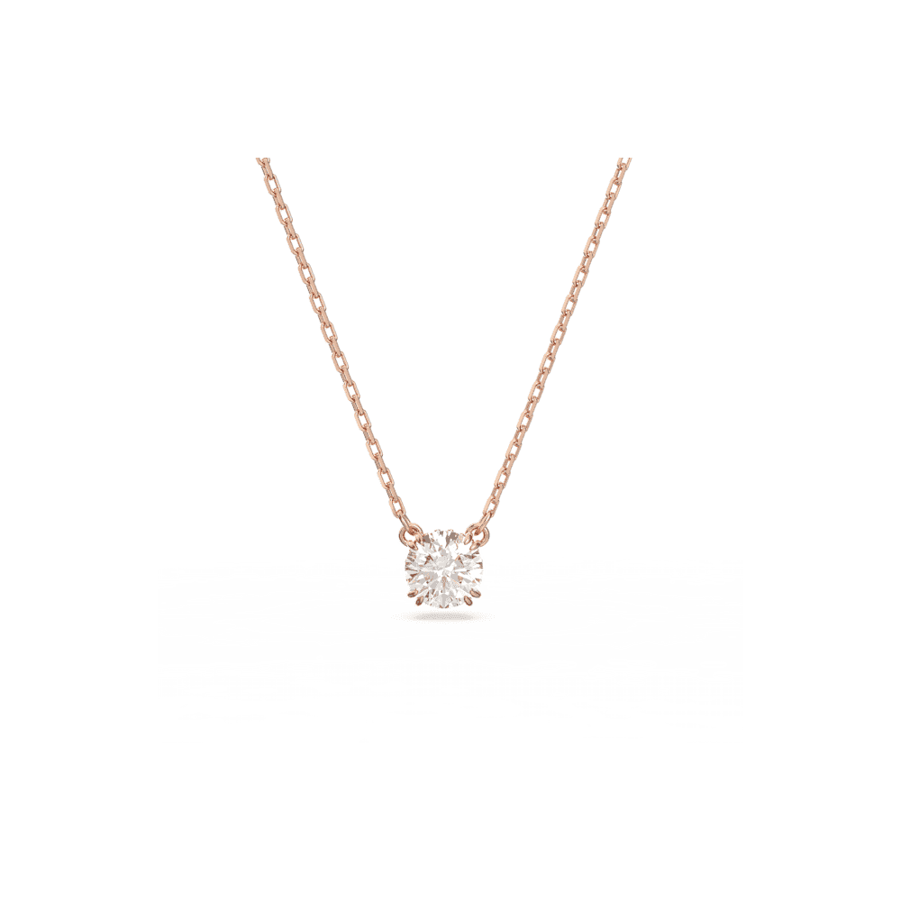 CONSTELLA ROSE GOLD SOLITARE CLUSTER NECKLACE WITH CLEAR CRYSTALS