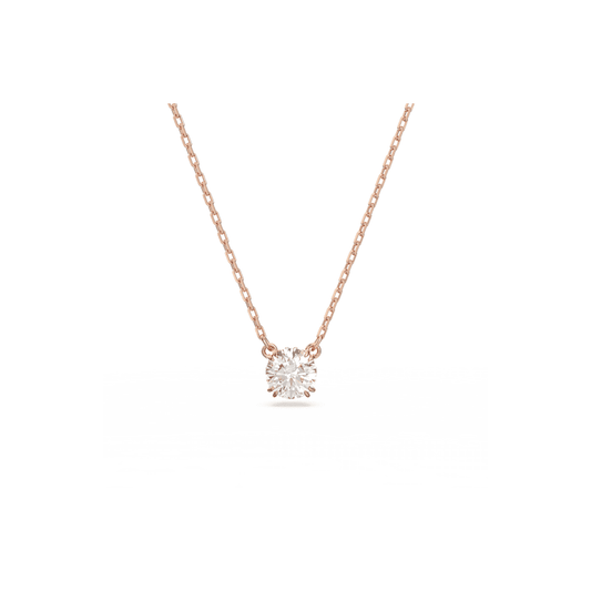 CONSTELLA ROSE GOLD SOLITARE CLUSTER NECKLACE WITH CLEAR CRYSTALS