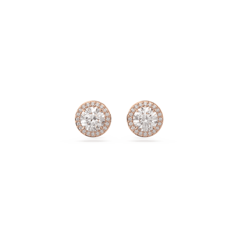 CONSTELLA ROSE GOLD STUD EARRINGS WITH PAVE SURROUND CLEAR CRYSTAL 