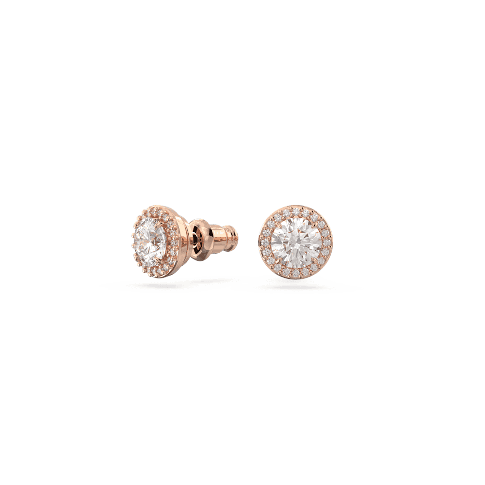 CONSTELLA ROSE GOLD STUD EARRINGS WITH PAVE SURROUND CLEAR CRYSTAL 