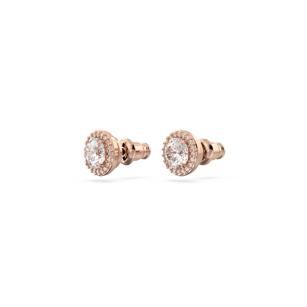 CONSTELLA ROSE GOLD STUD EARRINGS WITH PAVE SURROUND CLEAR CRYSTAL 
