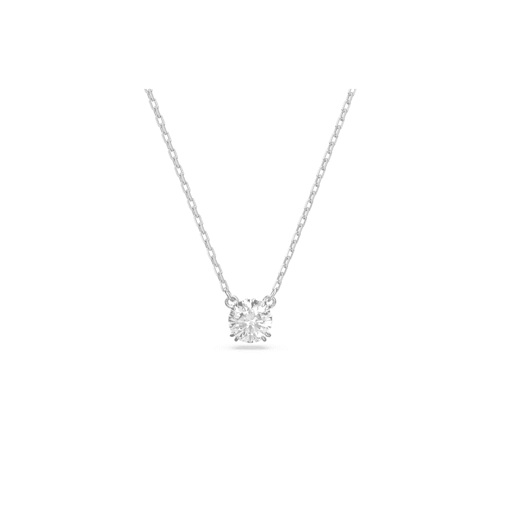 CONSTELLA ROUND SOLITAIRE CLUSTER NECKLACE SILVER WITH CLEAR CRYSTALS