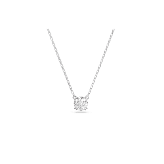 CONSTELLA ROUND SOLITAIRE CLUSTER NECKLACE SILVER WITH CLEAR CRYSTALS
