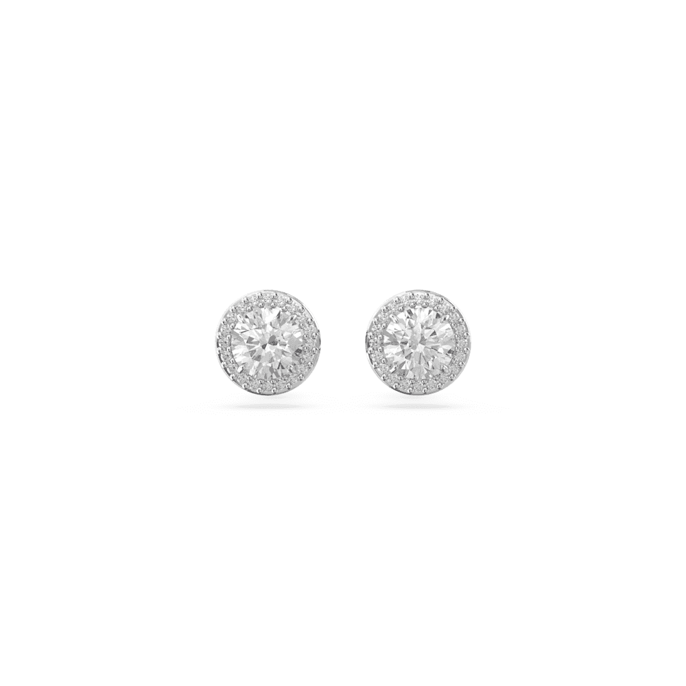 CONSTELLA ROUND STUD EARRINGS WITH PAVE SURROUND IN CLEAR CRYSTAL