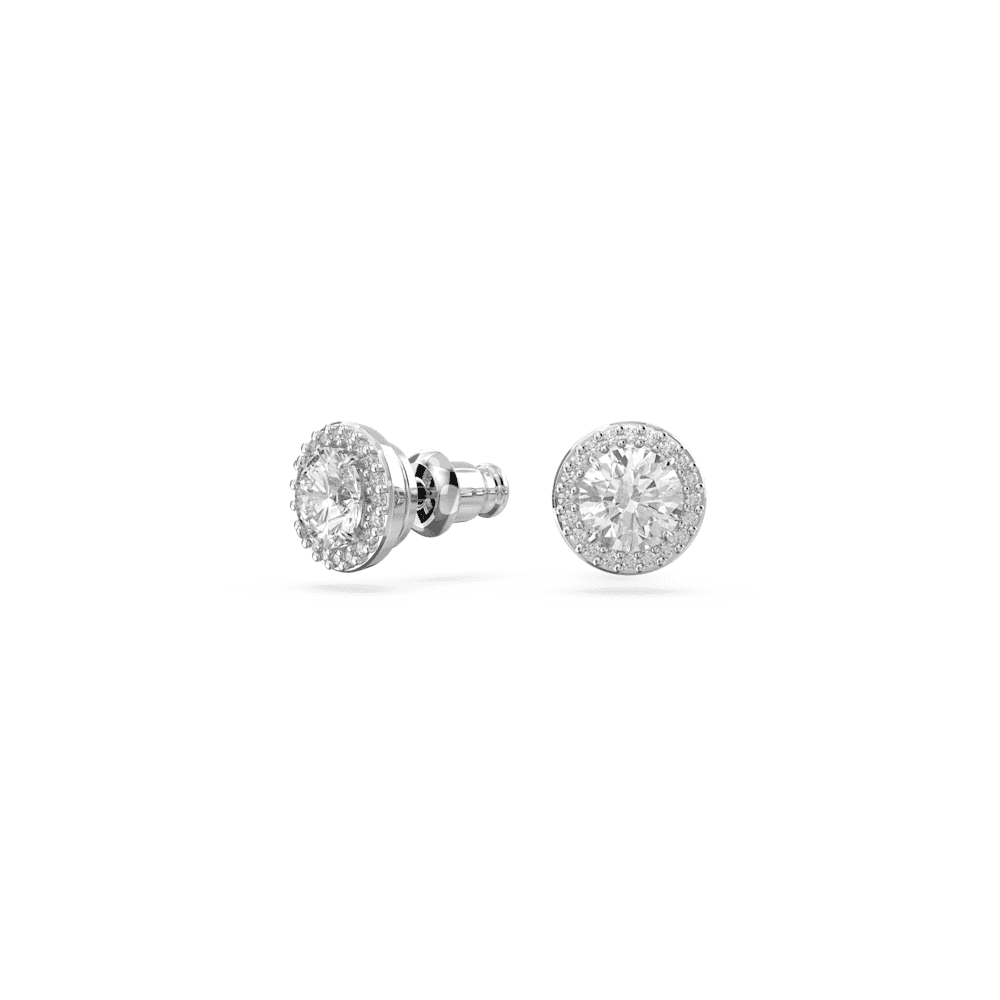 CONSTELLA ROUND STUD EARRINGS WITH PAVE SURROUND IN CLEAR CRYSTAL