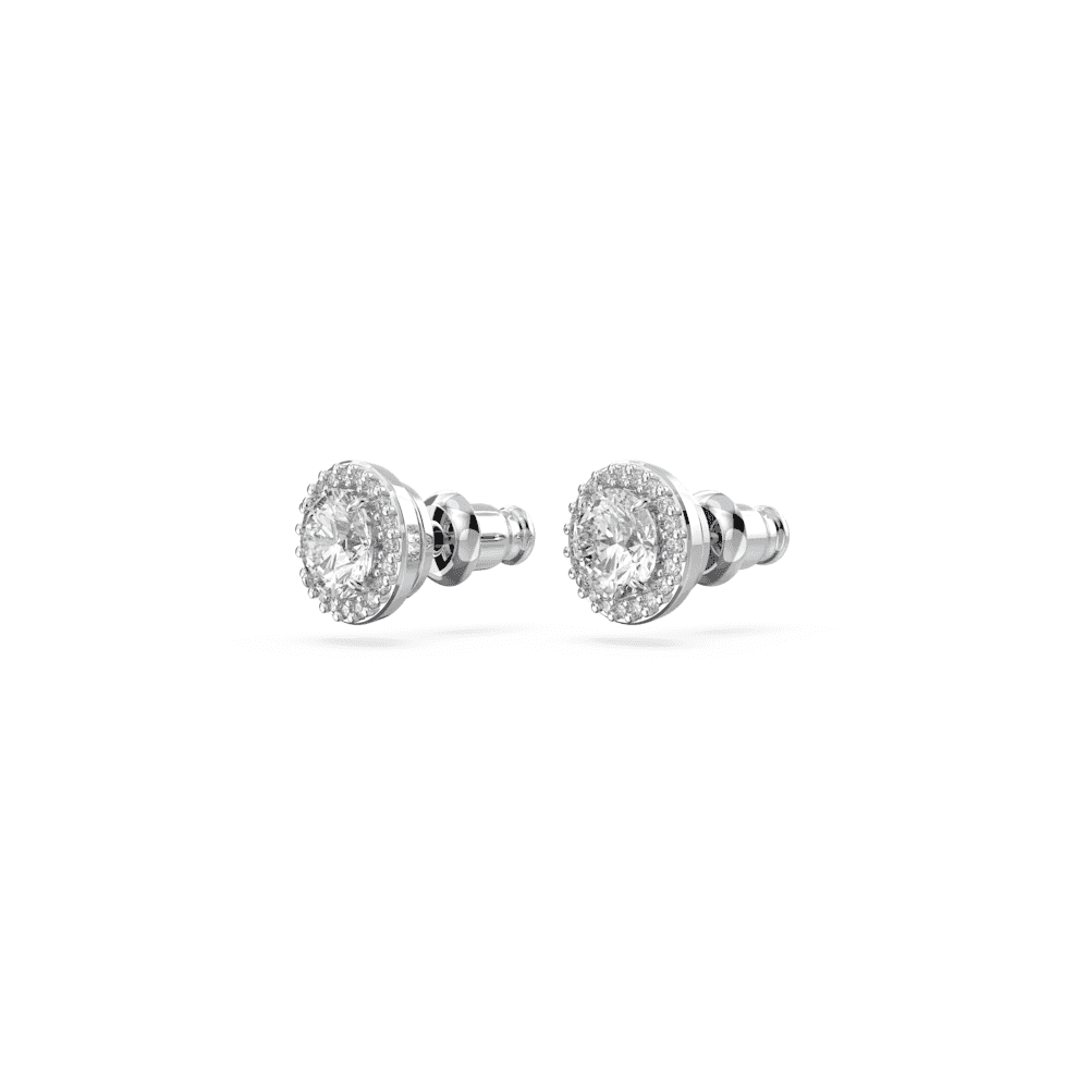 CONSTELLA ROUND STUD EARRINGS WITH PAVE SURROUND IN CLEAR CRYSTAL