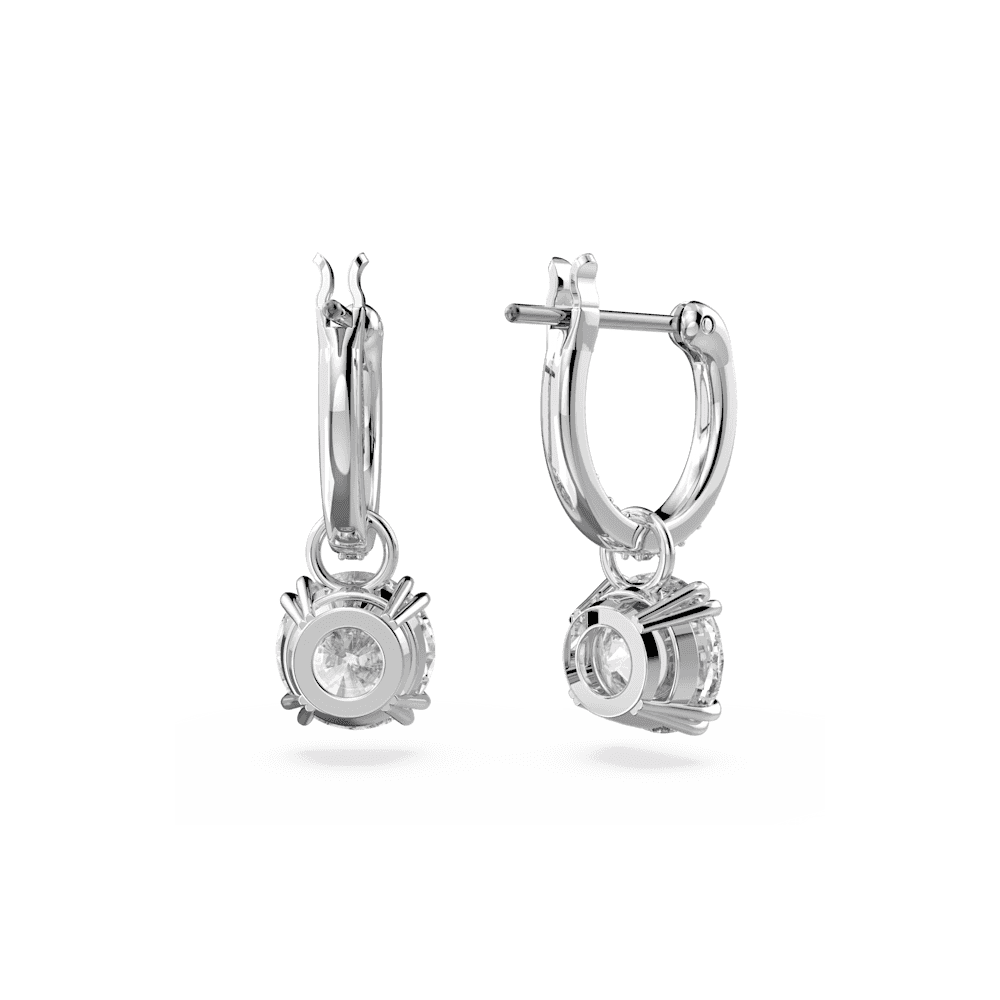 CONSTELLA SILVER HOOP EARRINGS WITH SOLITAIRE CLEAR CRYSTAL DROP