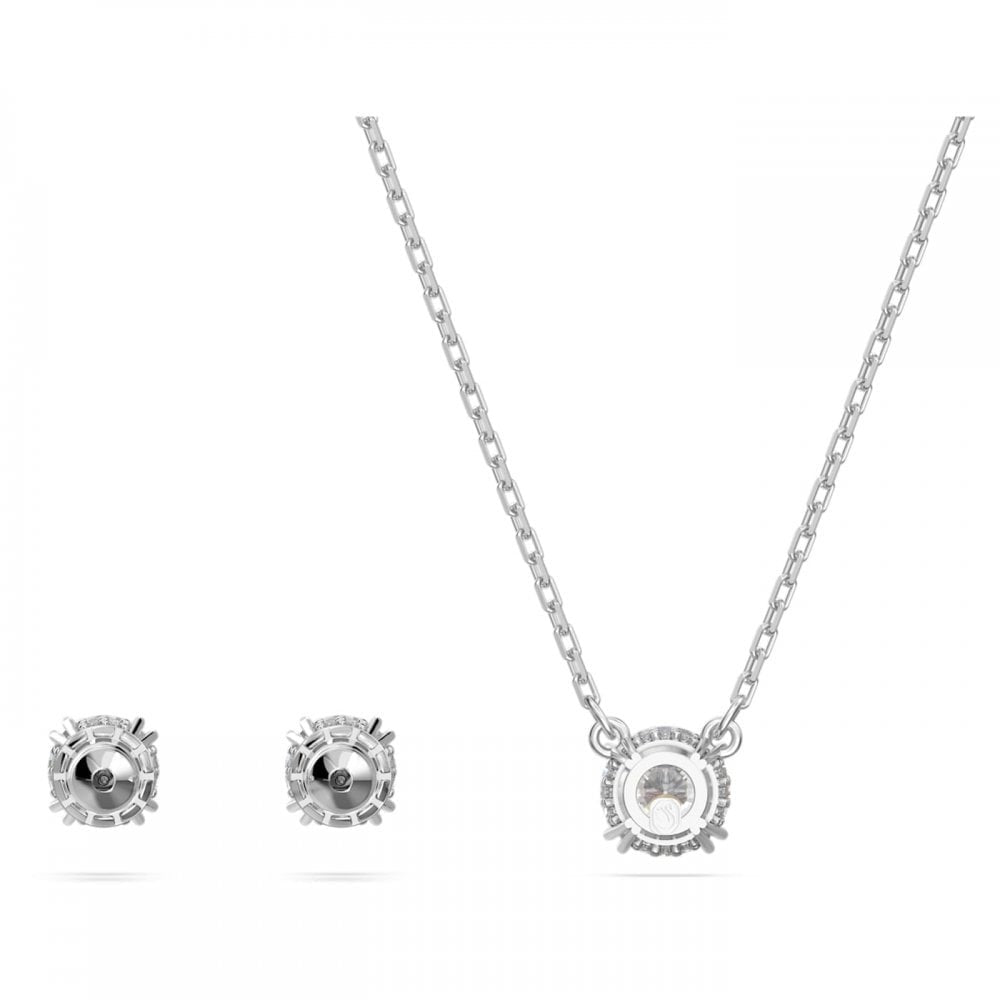 CONSTELLA WHITE ROUND CUT PENDANT AND EARRINGS SET 