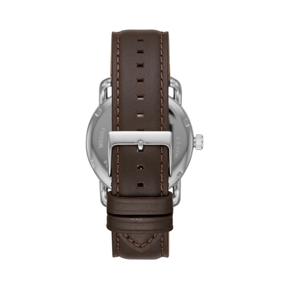COPELAND STAINLESS STEEL GENTS WATCH WITH BROWN LEATHER STRAP