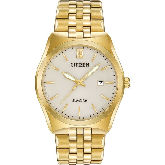 CORSO GOLD TONE STAINLESS STEAL CHAMPAGNE DIAL ECO-DRIVE WATCH