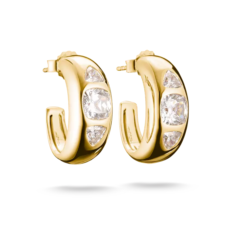 Thomas Sabo 18ct Gold on Silver Bold Elegance Hoop Earrings with Zirconia Stones