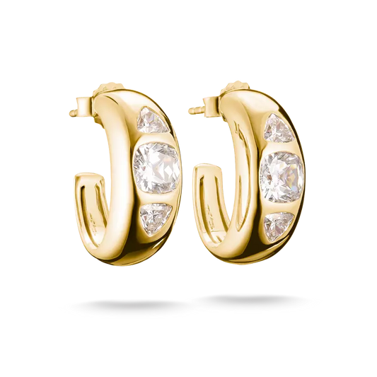 Thomas Sabo 18ct Gold on Silver Bold Elegance Hoop Earrings with Zirconia Stones