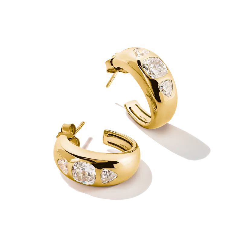 Thomas Sabo 18ct Gold on Silver Bold Elegance Hoop Earrings with Zirconia Stones