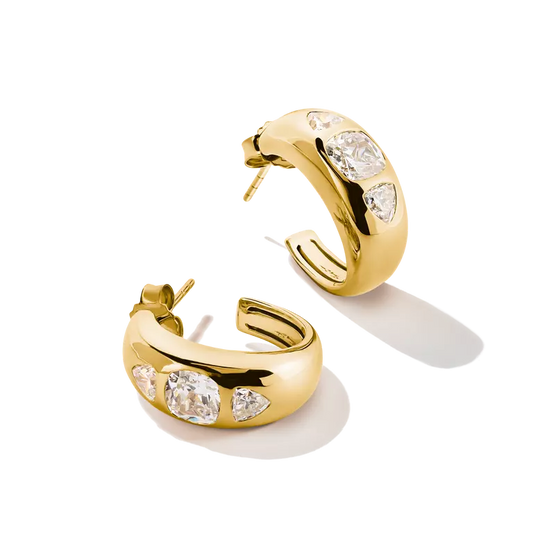 Thomas Sabo 18ct Gold on Silver Bold Elegance Hoop Earrings with Zirconia Stones