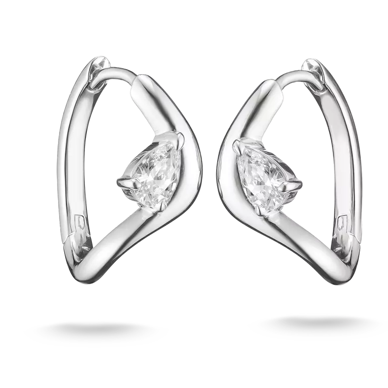 Thomas Sabo Sterling Silver Hoop Earrings with White Zirconia in Teardrop Shape
