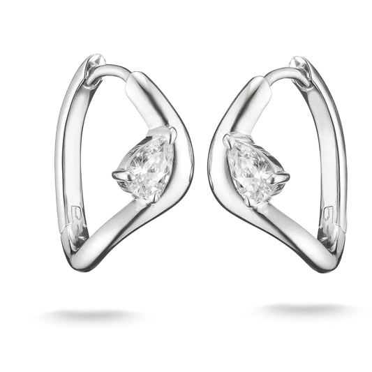 Thomas Sabo Sterling Silver Hoop Earrings with White Zirconia in Teardrop Shape