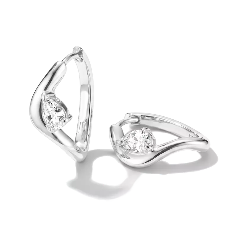 Thomas Sabo Sterling Silver Hoop Earrings with White Zirconia in Teardrop Shape
