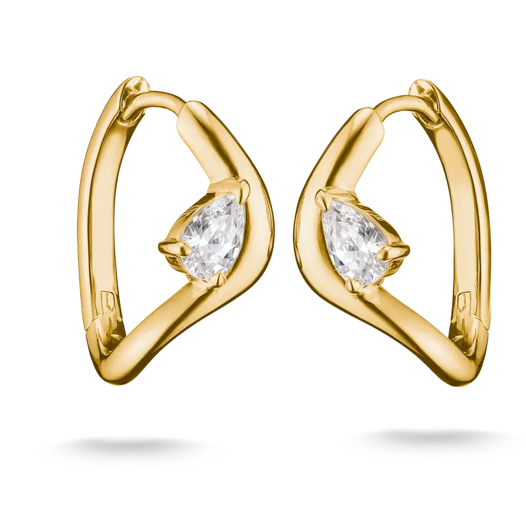 Thomas Sabo 18ct Gold on Silver Hoop Earrings with White Zirconia in Teardrop Shape