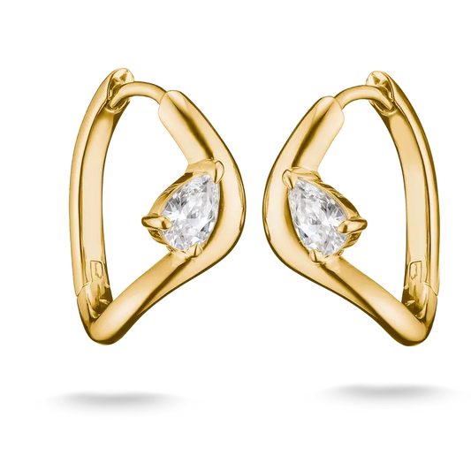 Thomas Sabo 18ct Gold on Silver Hoop Earrings with White Zirconia in Teardrop Shape