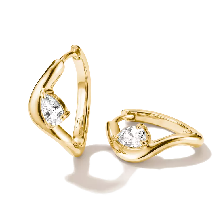 Thomas Sabo 18ct Gold on Silver Hoop Earrings with White Zirconia in Teardrop Shape