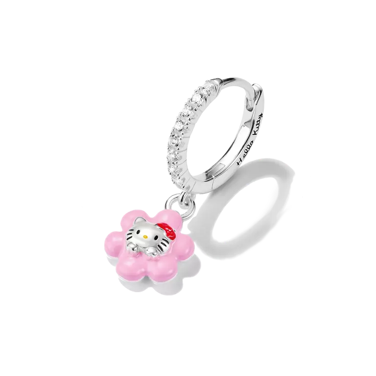 Thomas Sabo Hello Kitty Zirconia Hoop Earrings with Pink Flower