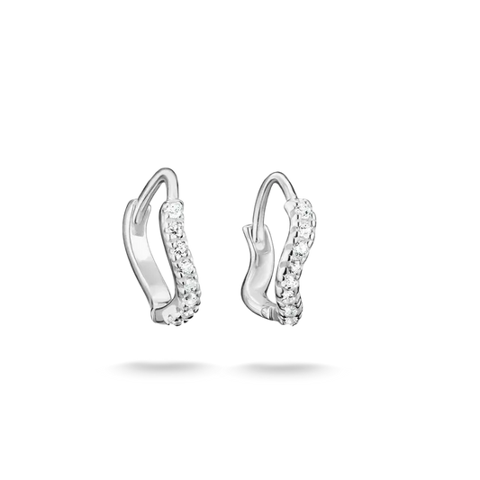 Thomas Sabo Sterling Silver Curved Hoop Earrings with White Zirconia