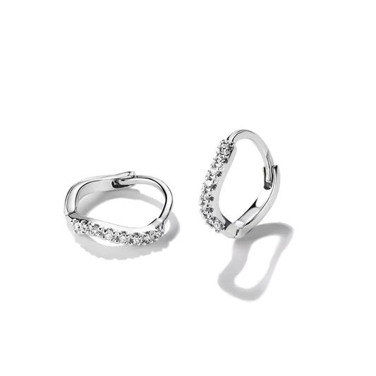 Thomas Sabo Sterling Silver Curved Hoop Earrings with White Zirconia