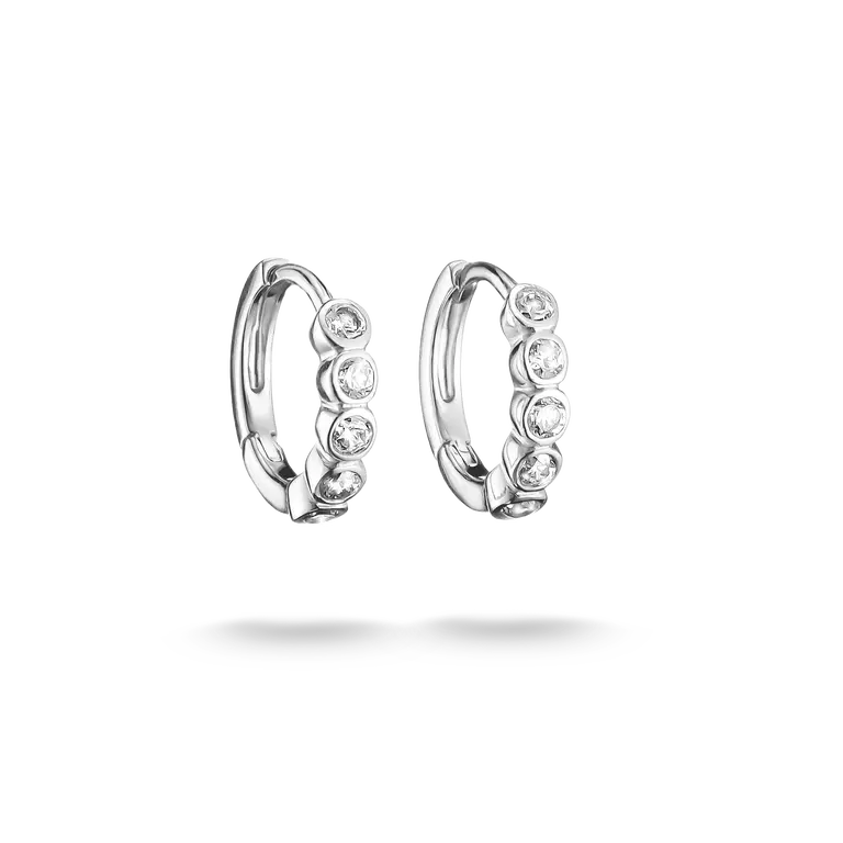 Thomas Sabo Sterling Silver Huggie Hoop Earrings with White Zirconia