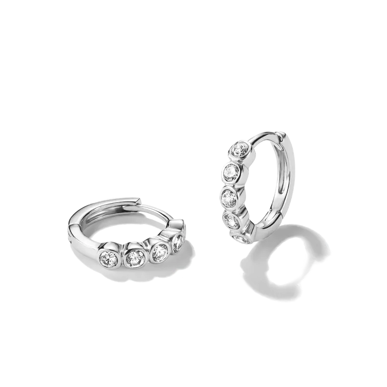 Thomas Sabo Sterling Silver Huggie Hoop Earrings with White Zirconia