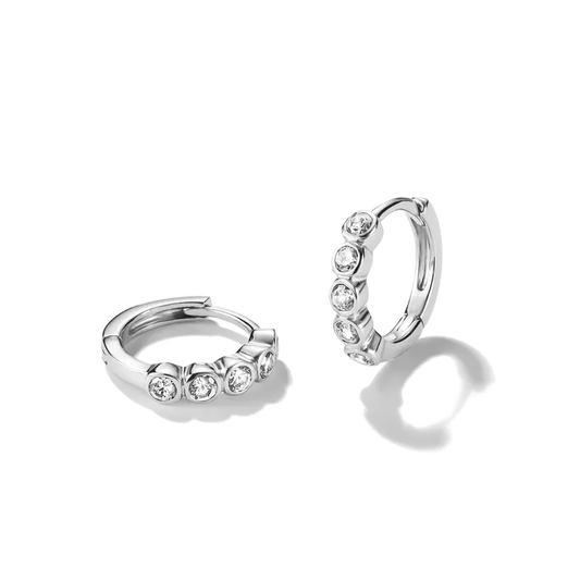 Thomas Sabo Sterling Silver Huggie Hoop Earrings with White Zirconia