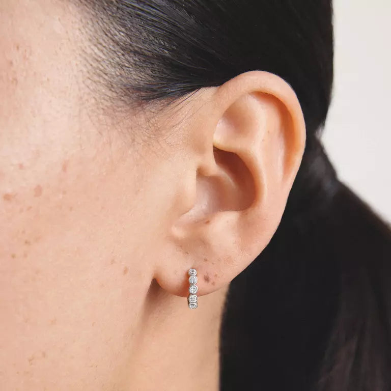 Thomas Sabo Sterling Silver Huggie Hoop Earrings with White Zirconia