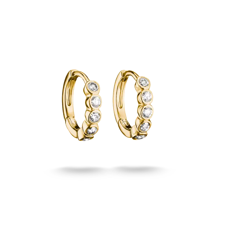 Thomas Sabo 18ct Gold on Silver Huggie Hoop Earrings with White Zirconia