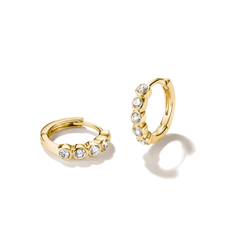 Thomas Sabo 18ct Gold on Silver Huggie Hoop Earrings with White Zirconia