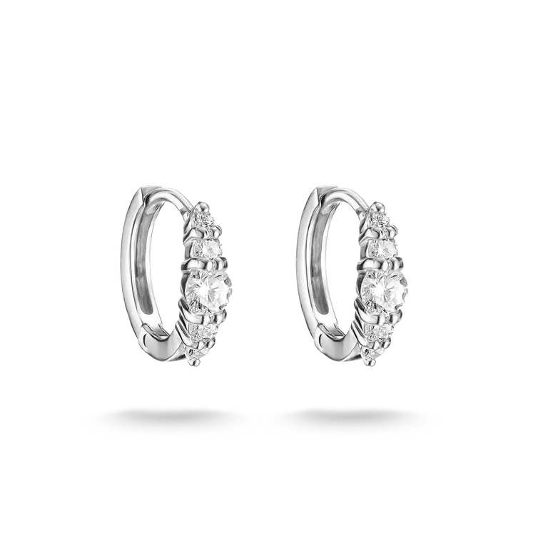 Thomas Sabo Sterling Silver Huggie Hoop Earrings with White Zirconia