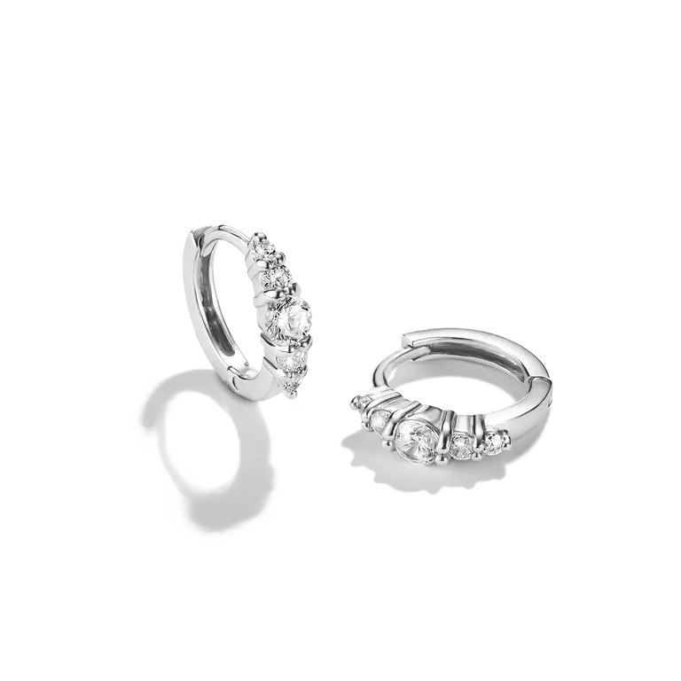 Thomas Sabo Sterling Silver Huggie Hoop Earrings with White Zirconia