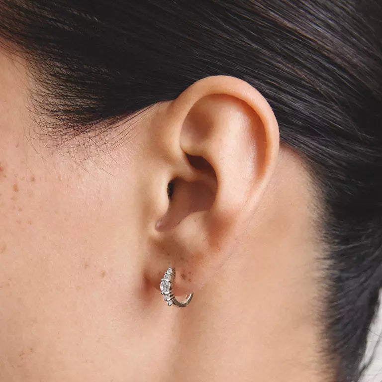 Thomas Sabo Sterling Silver Huggie Hoop Earrings with White Zirconia