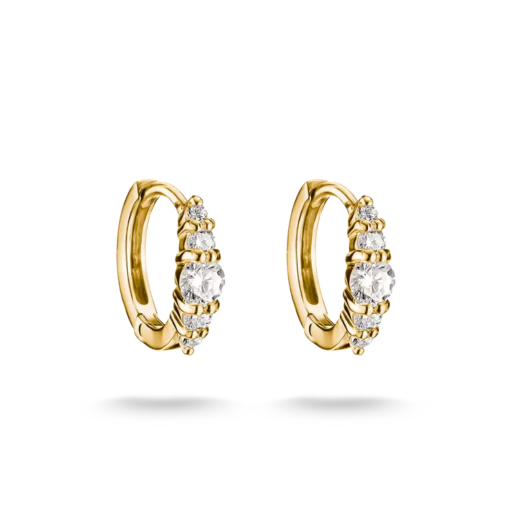 Thomas Sabo 18ct Gold on Silver Huggie Hoop Earrings with White Zirconia