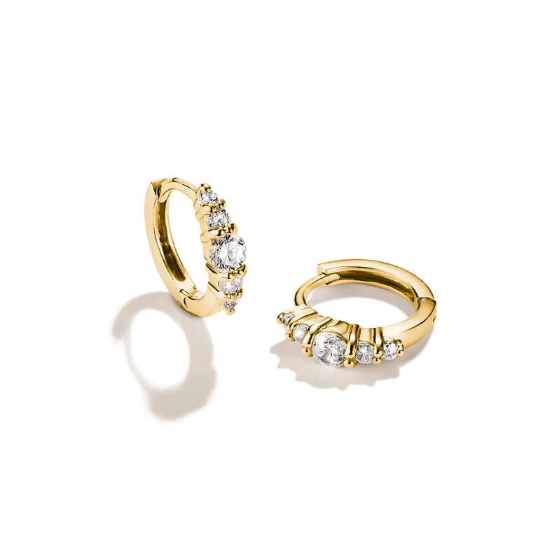 Thomas Sabo 18ct Gold on Silver Huggie Hoop Earrings with White Zirconia