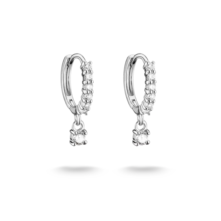 Thomas Sabo Sterling Silver Huggie Hoop Earrings with White Zirconia