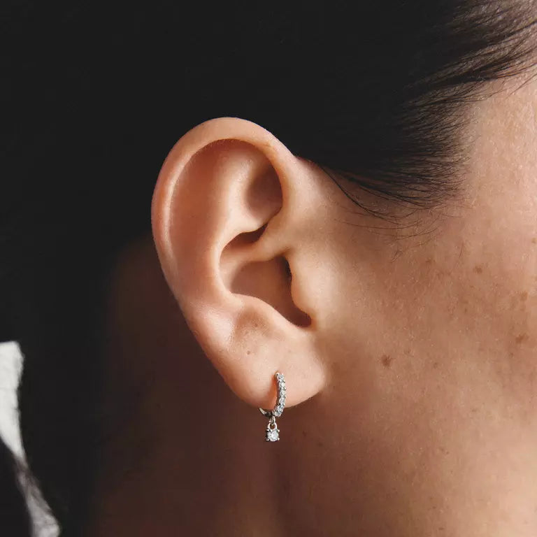 Thomas Sabo Sterling Silver Huggie Hoop Earrings with White Zirconia