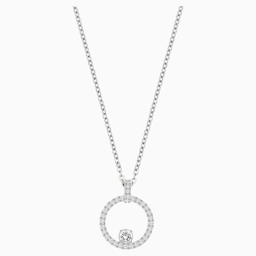 CREATIVITY CIRCLE PENDANT, WHITE SWAROVSKI CRYSTALS, RHODIUM PLATED