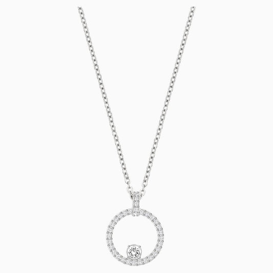 CREATIVITY CIRCLE PENDANT, WHITE SWAROVSKI CRYSTALS, RHODIUM PLATED