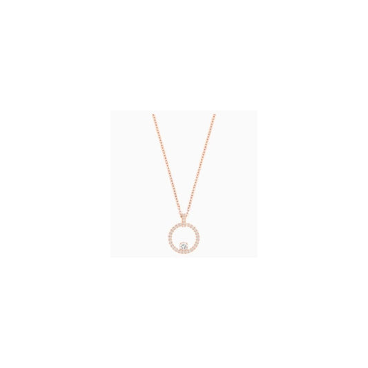 CREATIVITY CIRCLE PENDANT, WHITE SWAROVSKI PENDANT, ROSE-GOLD TONE PLATED