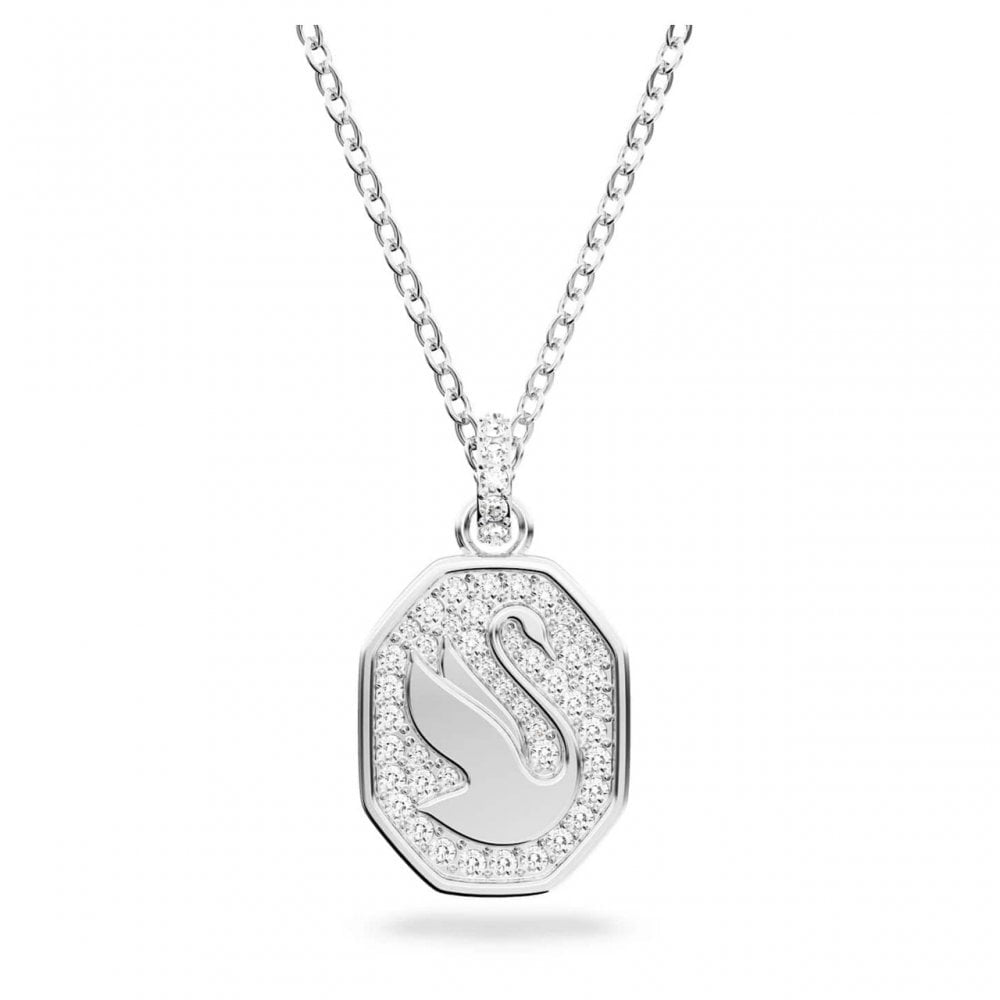 CRYSTAL SIGNIM SWAN PENDANT WITH RHODIUM FINISH