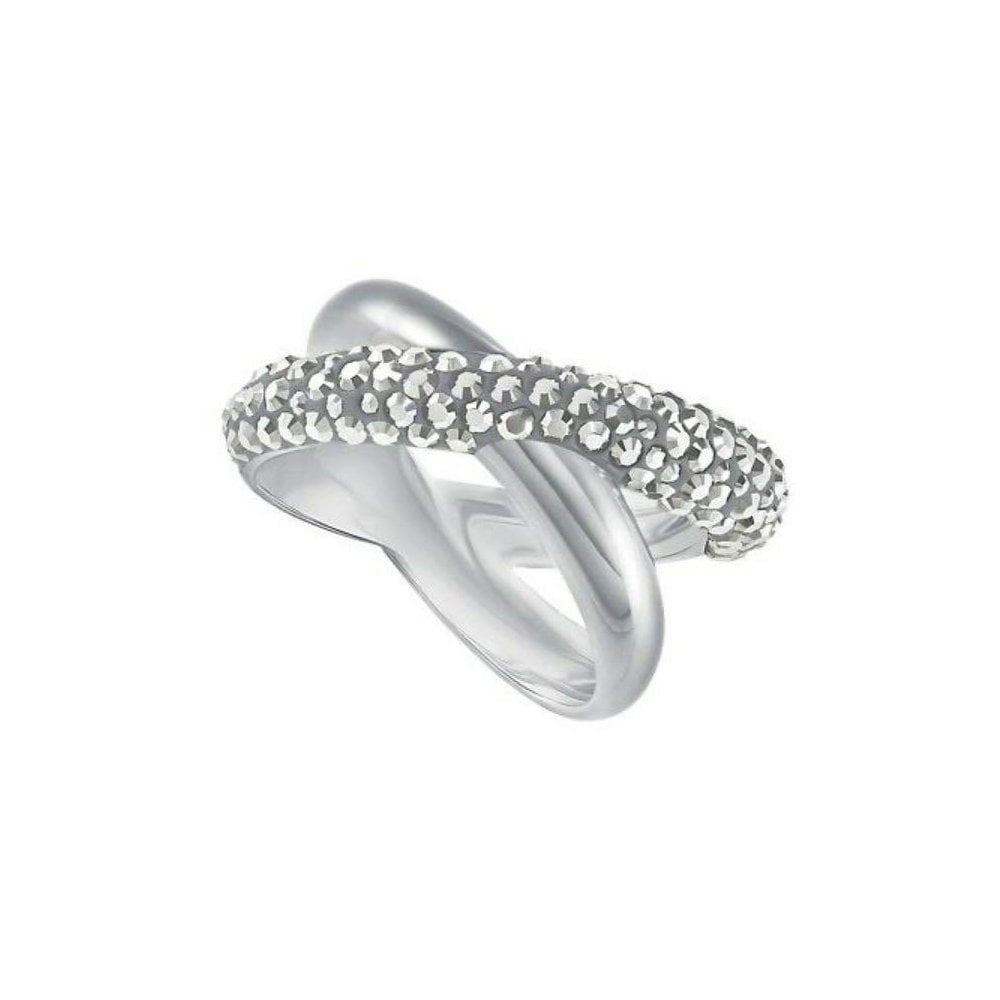 CRYSTALDUST CROSS RING WITH DARK SILVER CROSSOVER