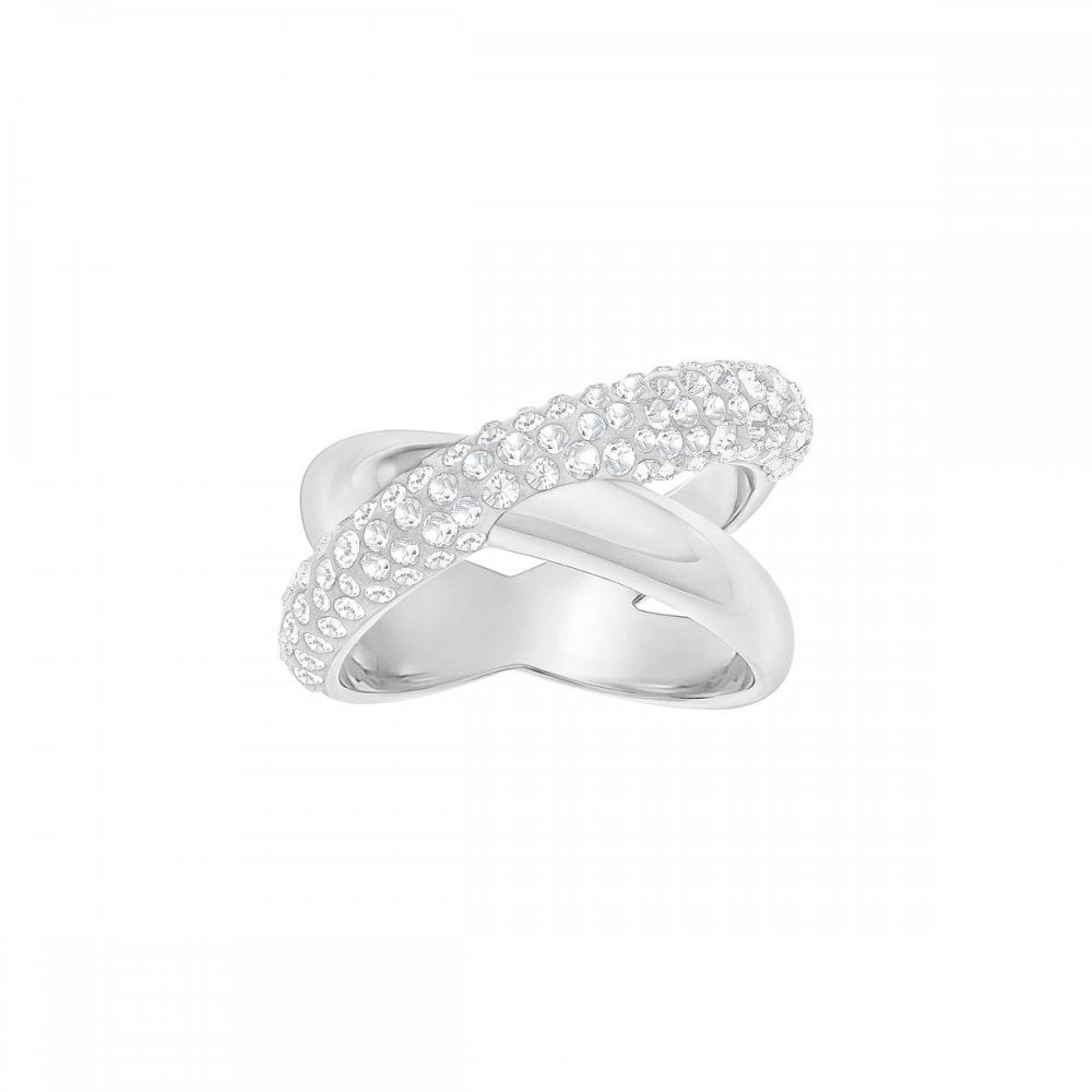 CRYSTALDUST CROSS RING WITH SILVER CROSSOVER