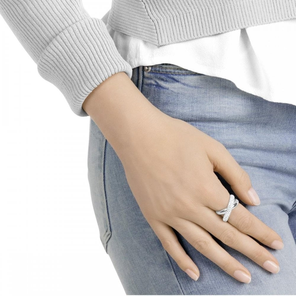 CRYSTALDUST CROSS RING WITH SILVER CROSSOVER